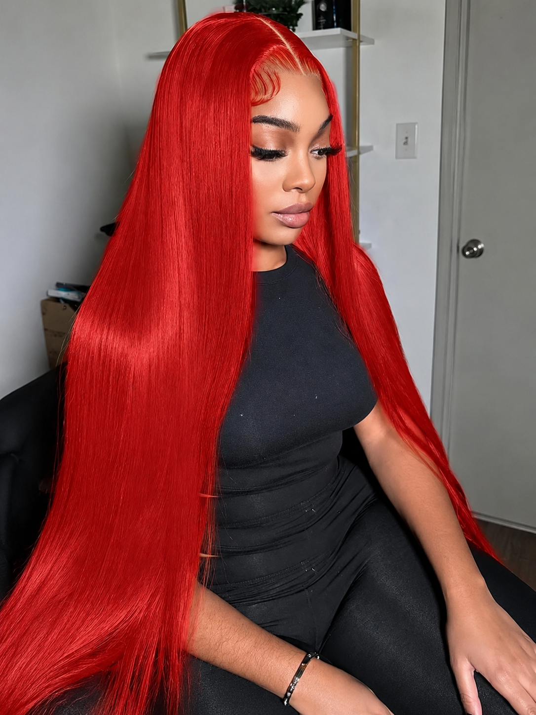 Hot Red Front Human Hair Wig