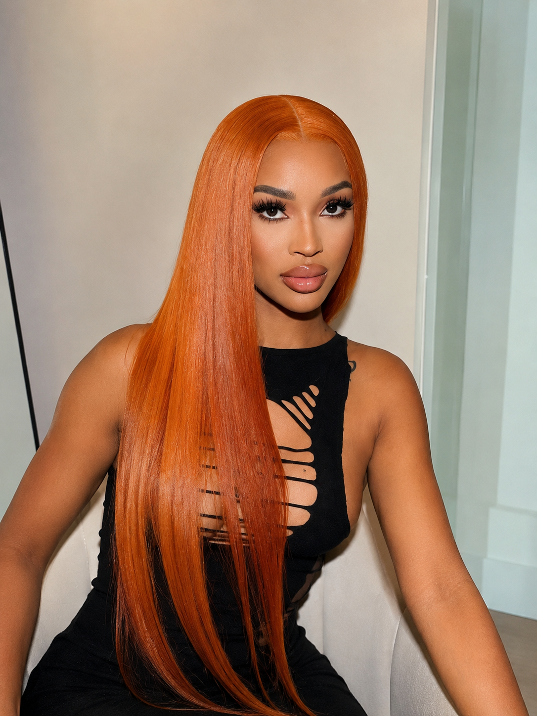 Bone Straight Ginger Orange Wigs