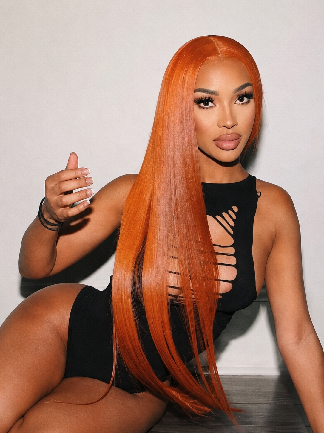 Orange Hd Lace Frontal Straight Human Hair Wigs