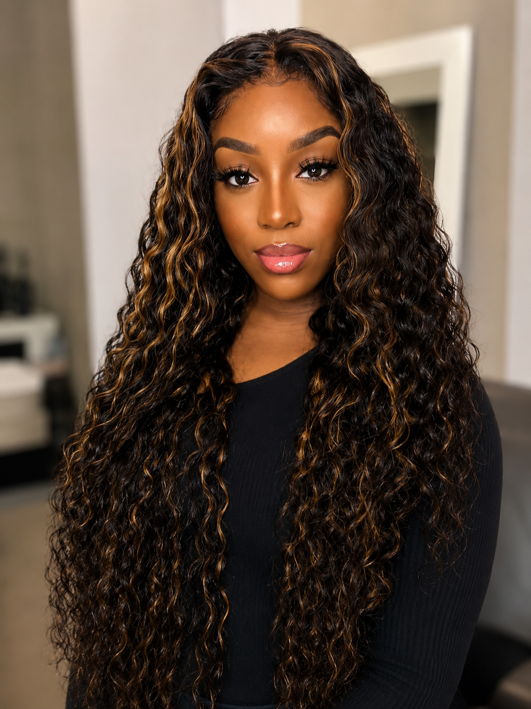 250 Density 1B/30 Highlight Deep Wave Frontal Wigs