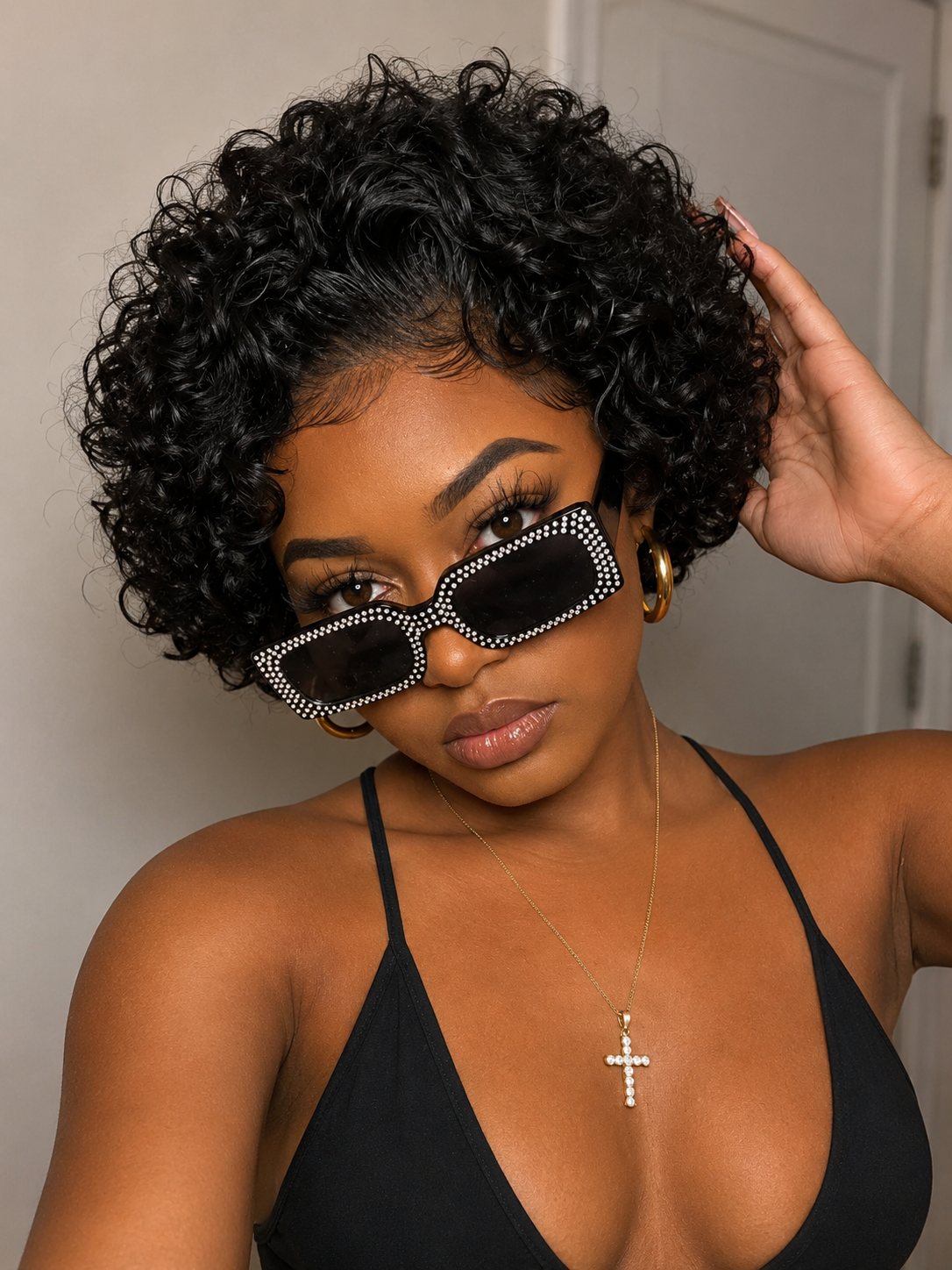 Pixie Cut Human Hair Short Curly Wigs
