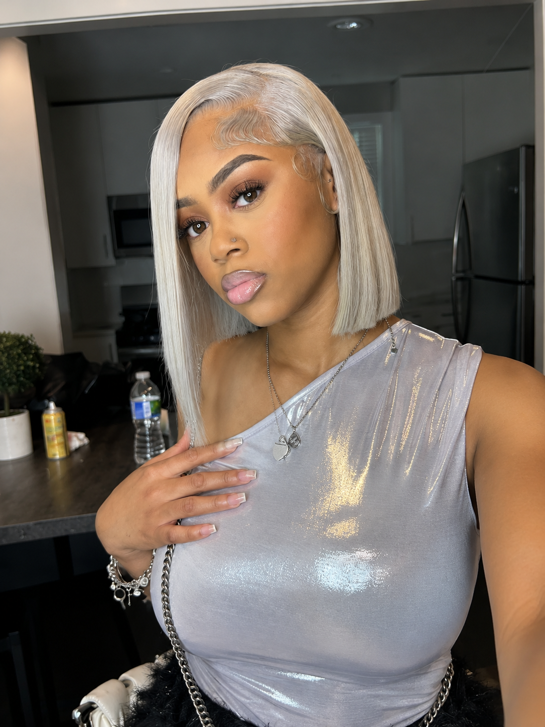 Ash Gray Blonde Lace Front Wigs