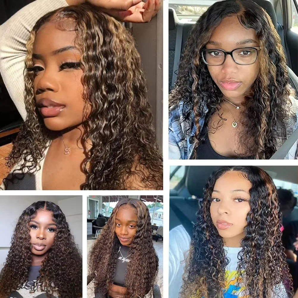 250 Density 1B/30 Highlight Deep Wave Frontal Wigs