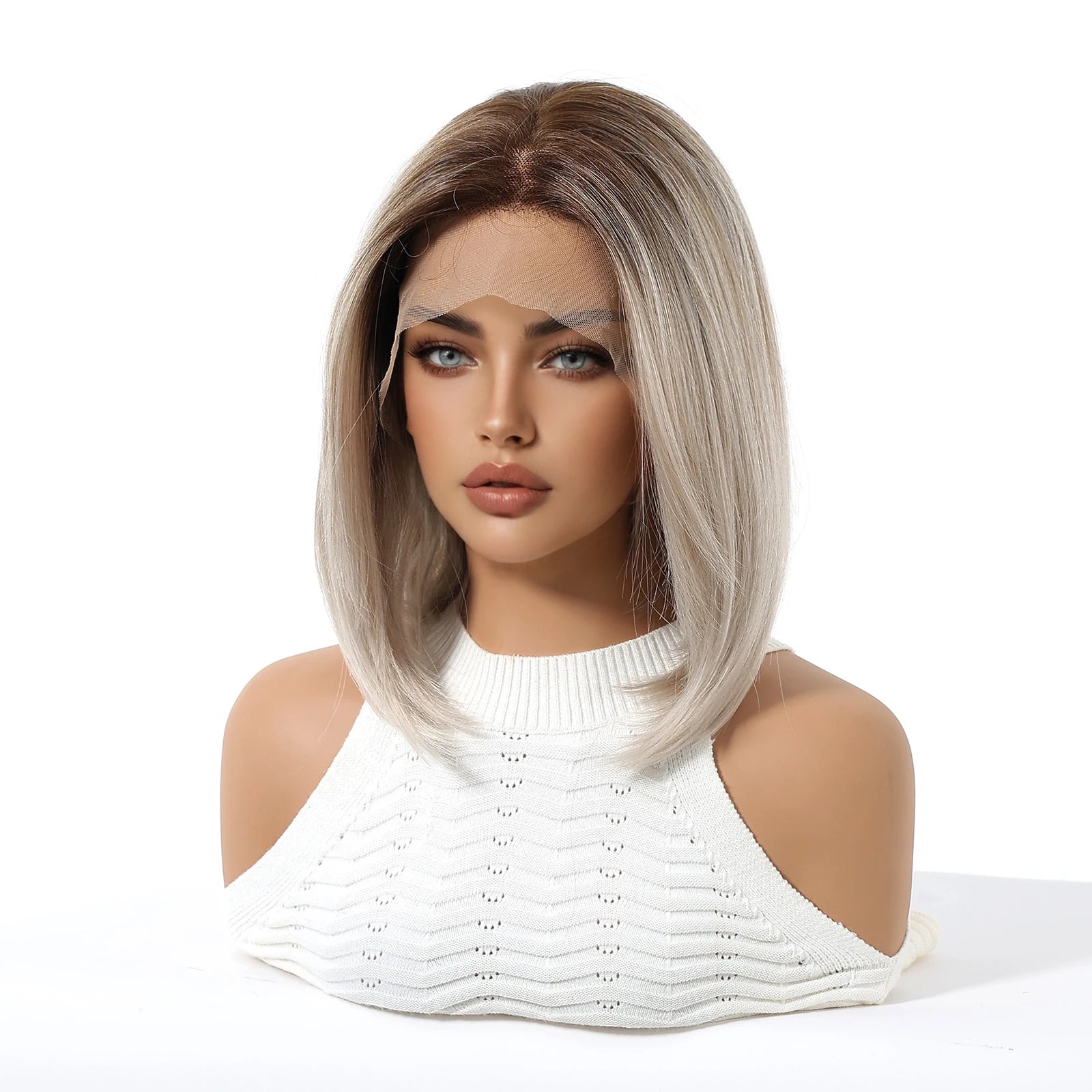 Glueless Ombre Blonde Straight Synthetic Wigs