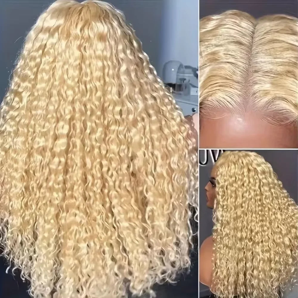 Honey Blonde Water Wave Lace Front Wigs