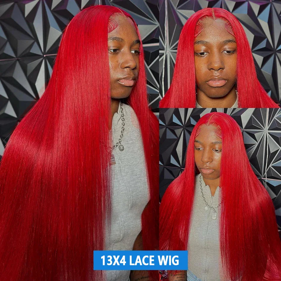 Hot Red Front Human Hair Wig
