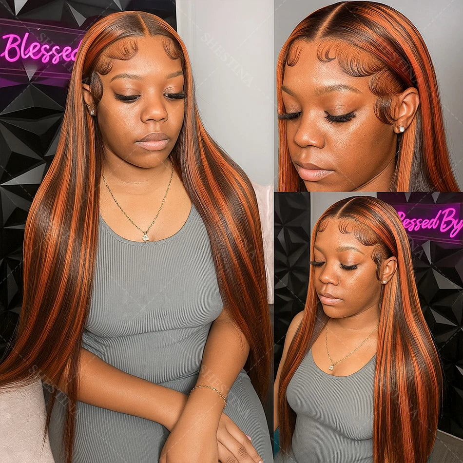 Brown Ginger Highlight Wigs