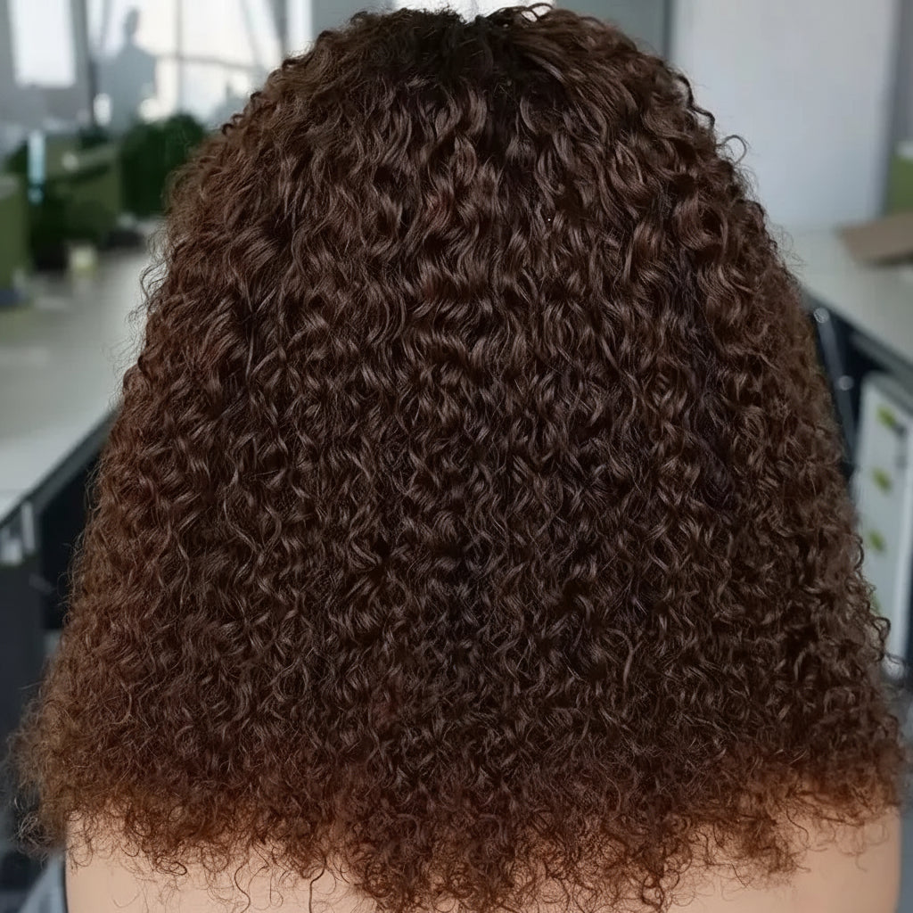 Brown Curly Glueless Lace Front Wig