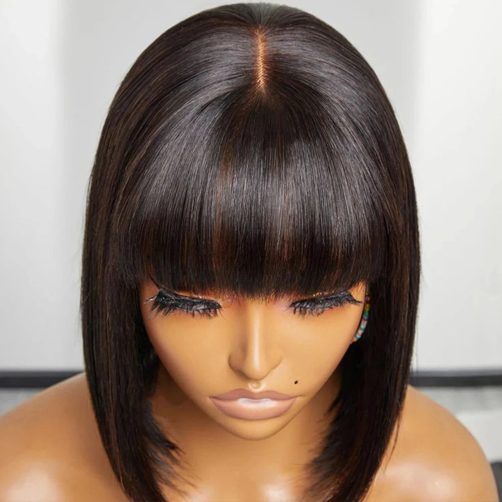 Glueless Straight Human Bob Hair Wigs