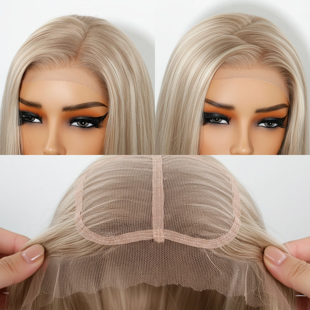 Glueless Highlight Ash Blonde Straight Wig