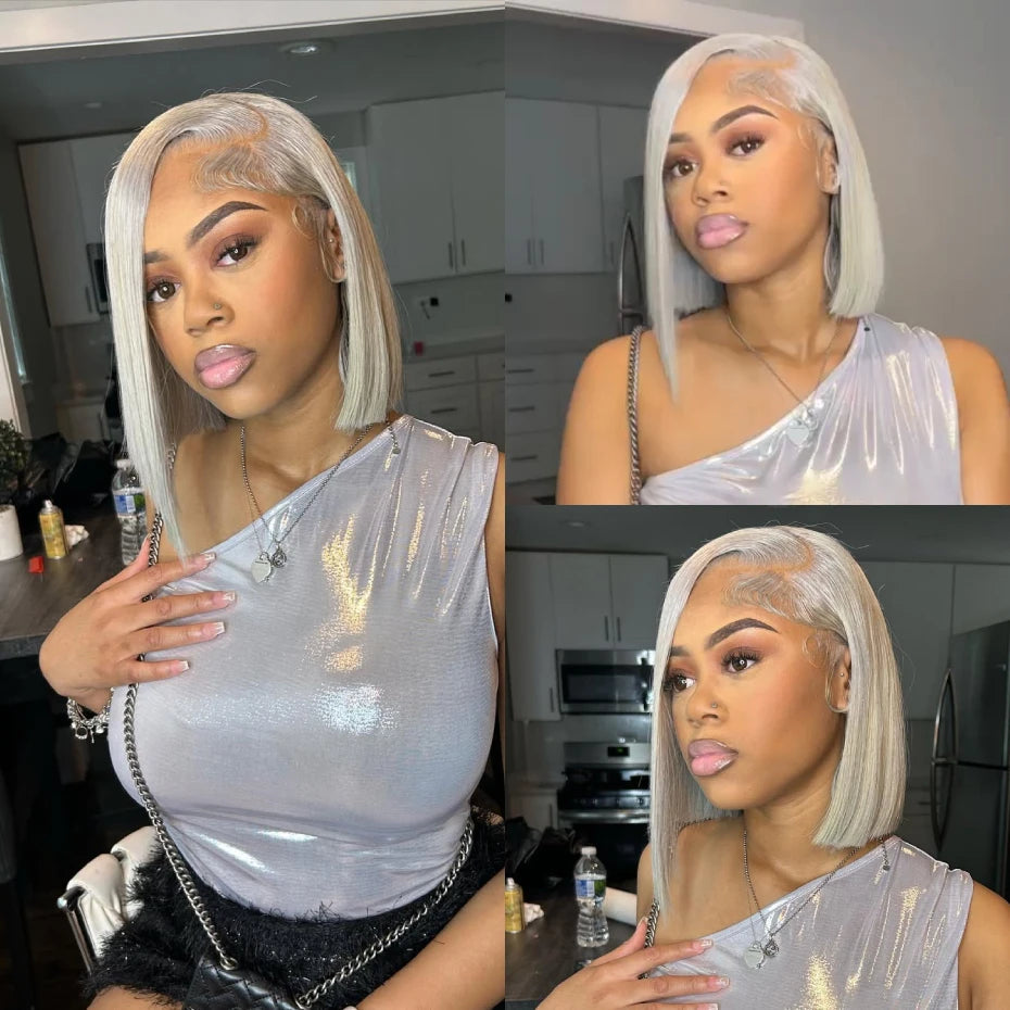Ash Gray Blonde Lace Front Wigs