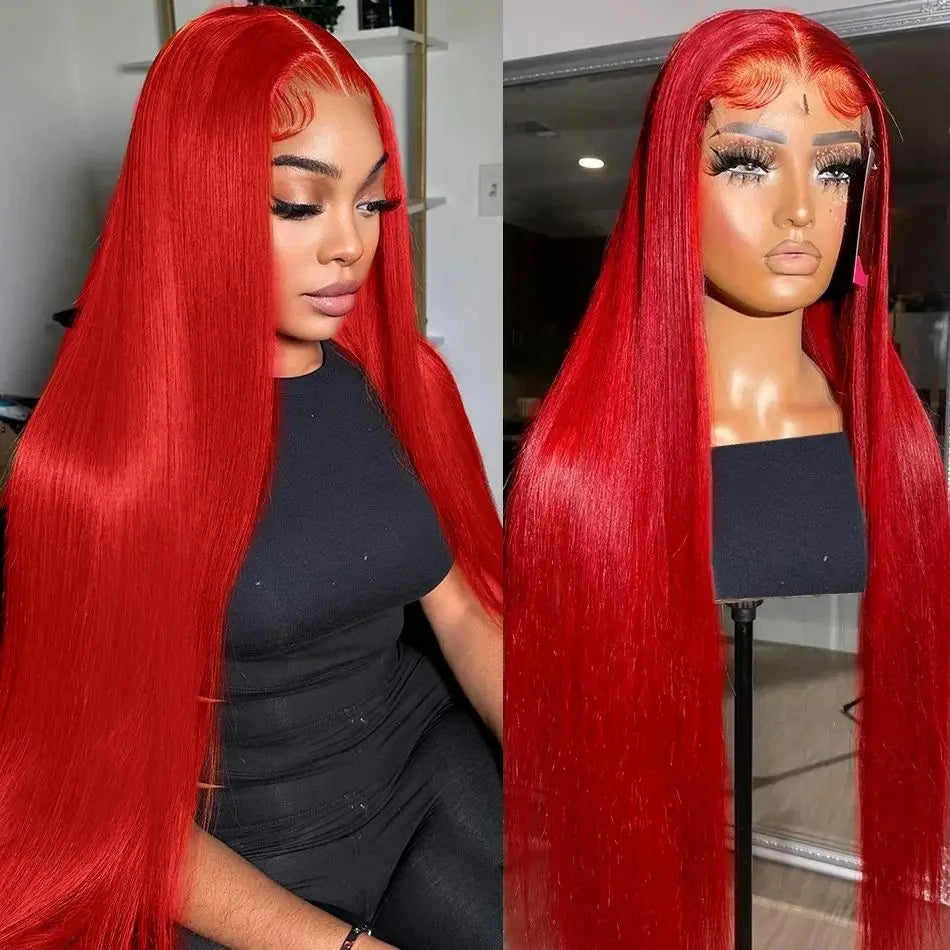 Hot Red Front Human Hair Wig