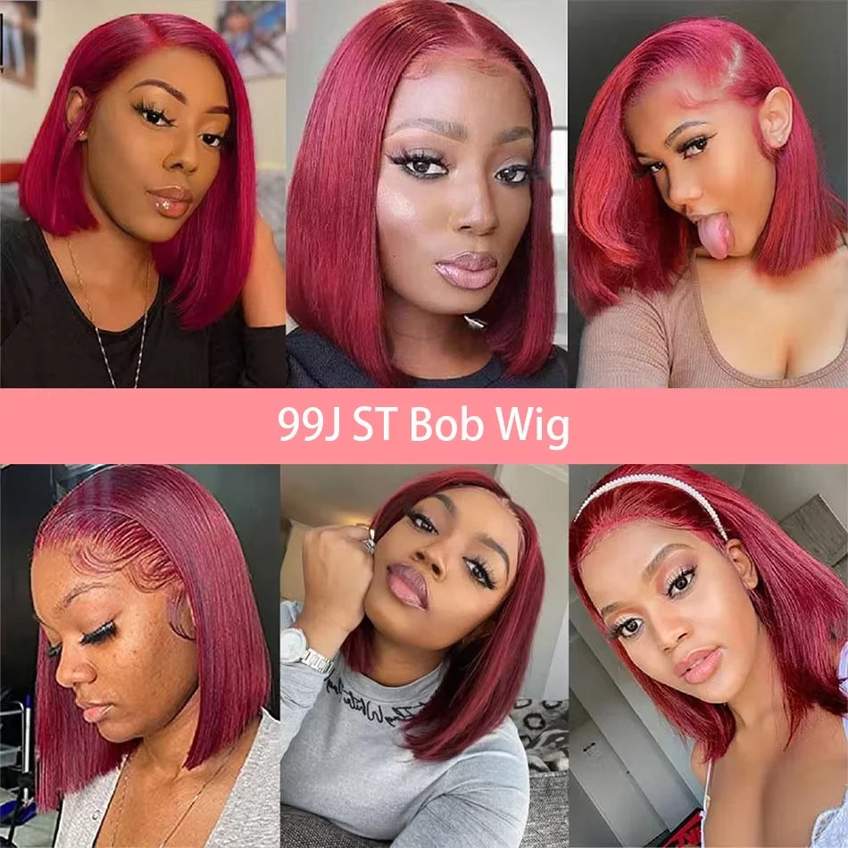 Burgundy Human Hair Wig Bob