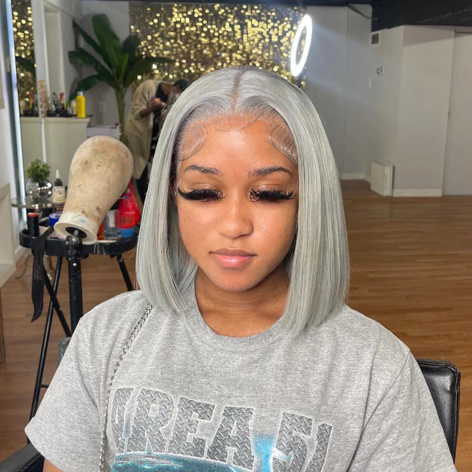 Ash Gray Blonde Lace Front Wigs