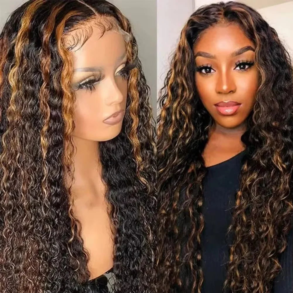250 Density 1B/30 Highlight Deep Wave Frontal Wigs