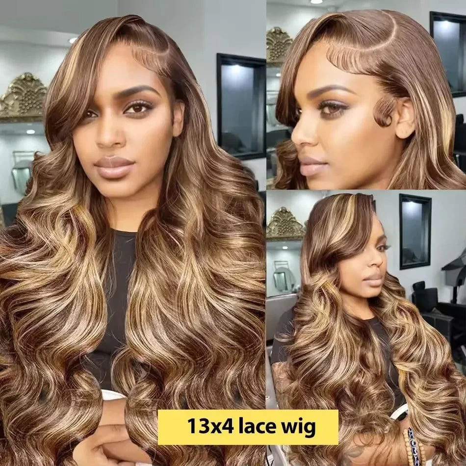 Ombre Colored Honey Blonde Glueless Highlight Hair Wigs