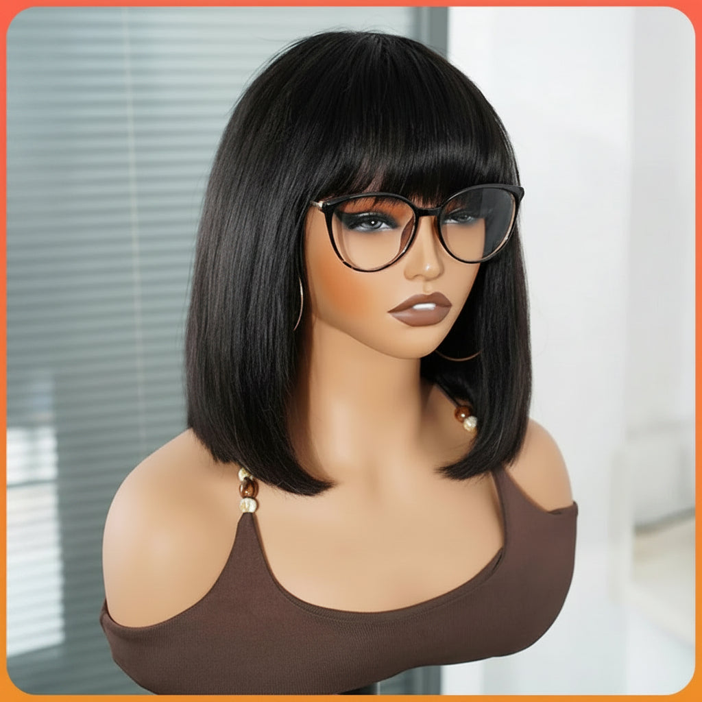 Glueless Straight Human Bob Hair Wigs