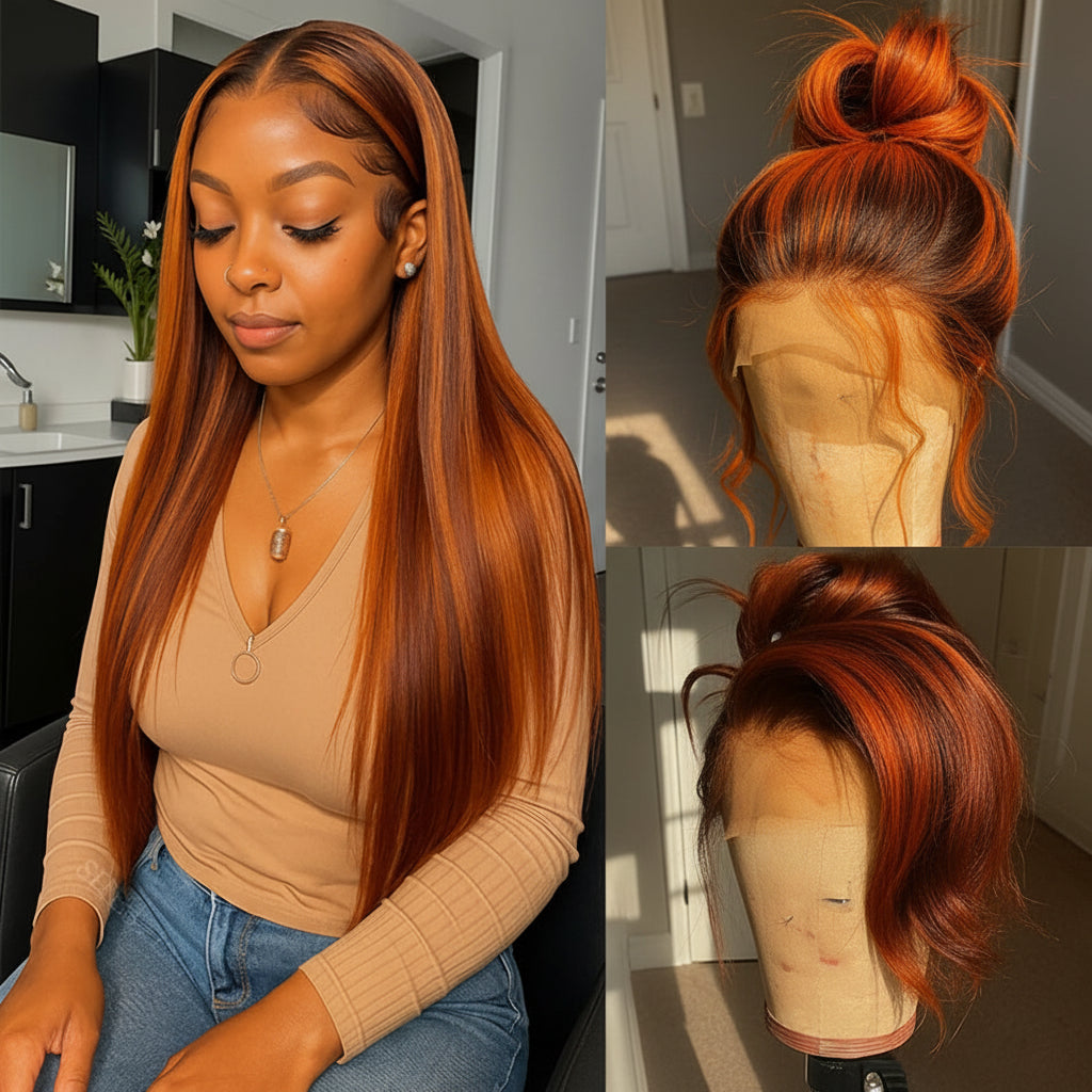 Brown Ginger Highlight Wigs