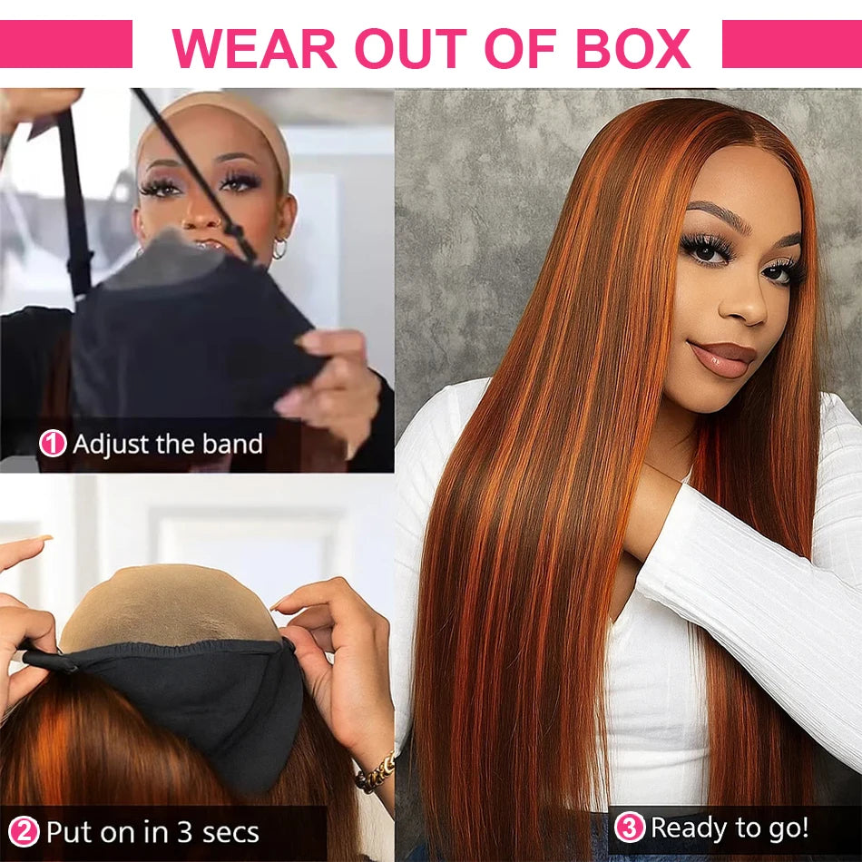Brown Ginger Highlight Wigs