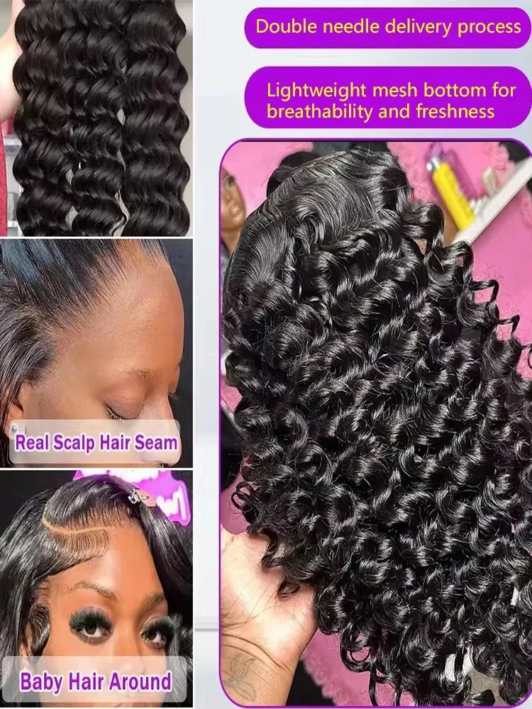 Deep Wave Curly Frontal Human Hair Wigs