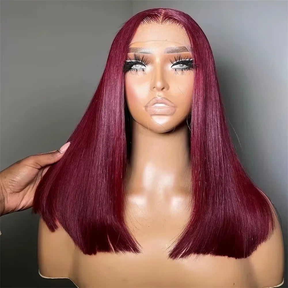 Burgundy Human Hair Wig Bob