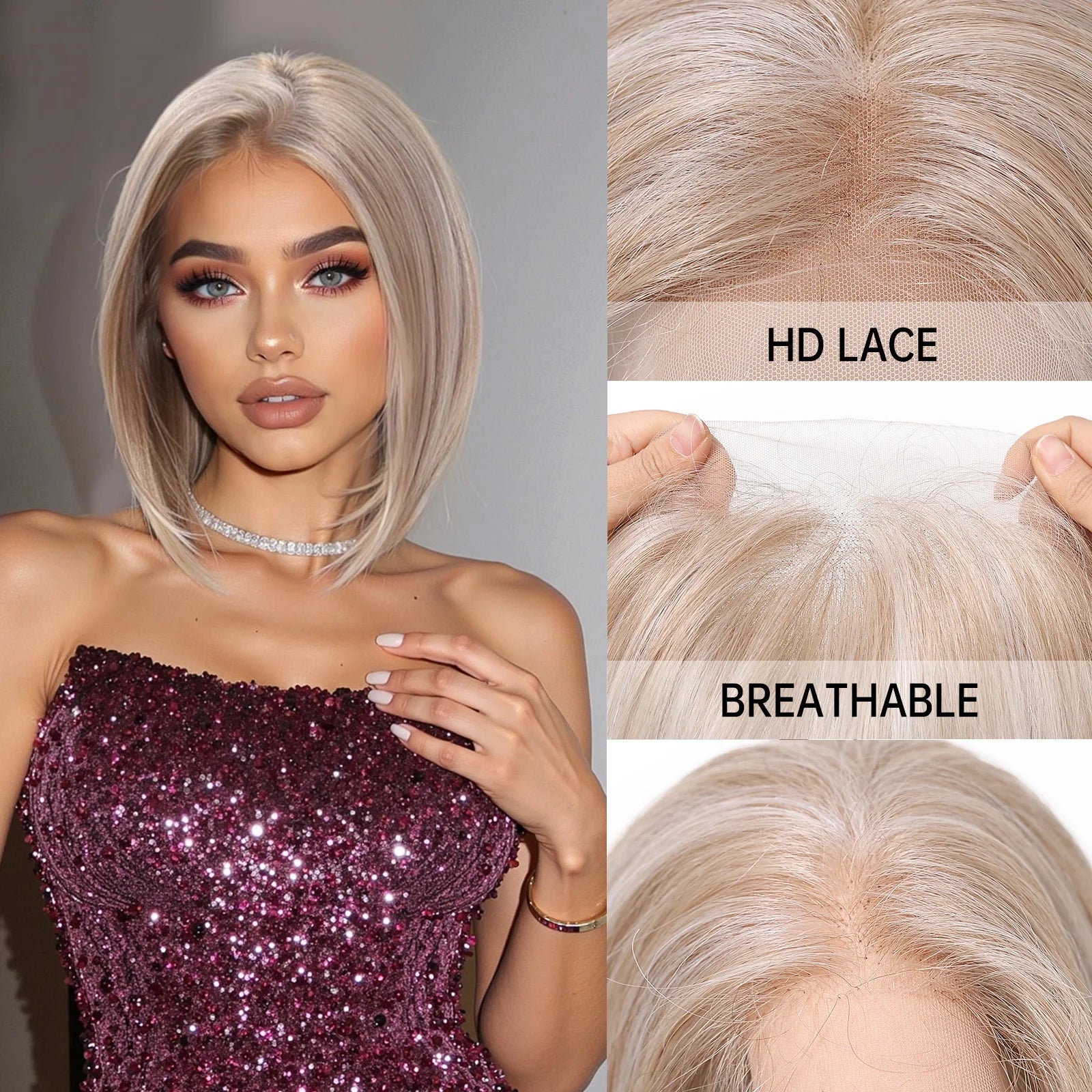 Glueless Ombre Blonde Straight Synthetic Wigs