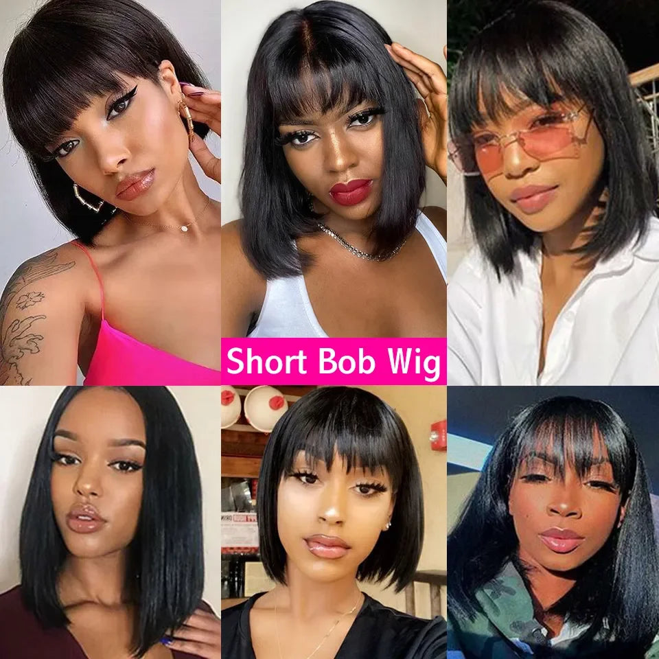 100% Human Straight Bob Wig