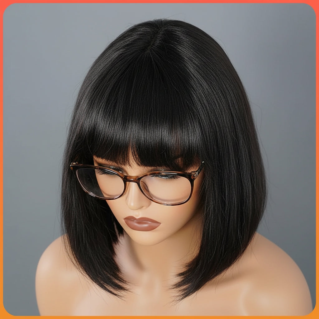 Glueless Straight Human Bob Hair Wigs
