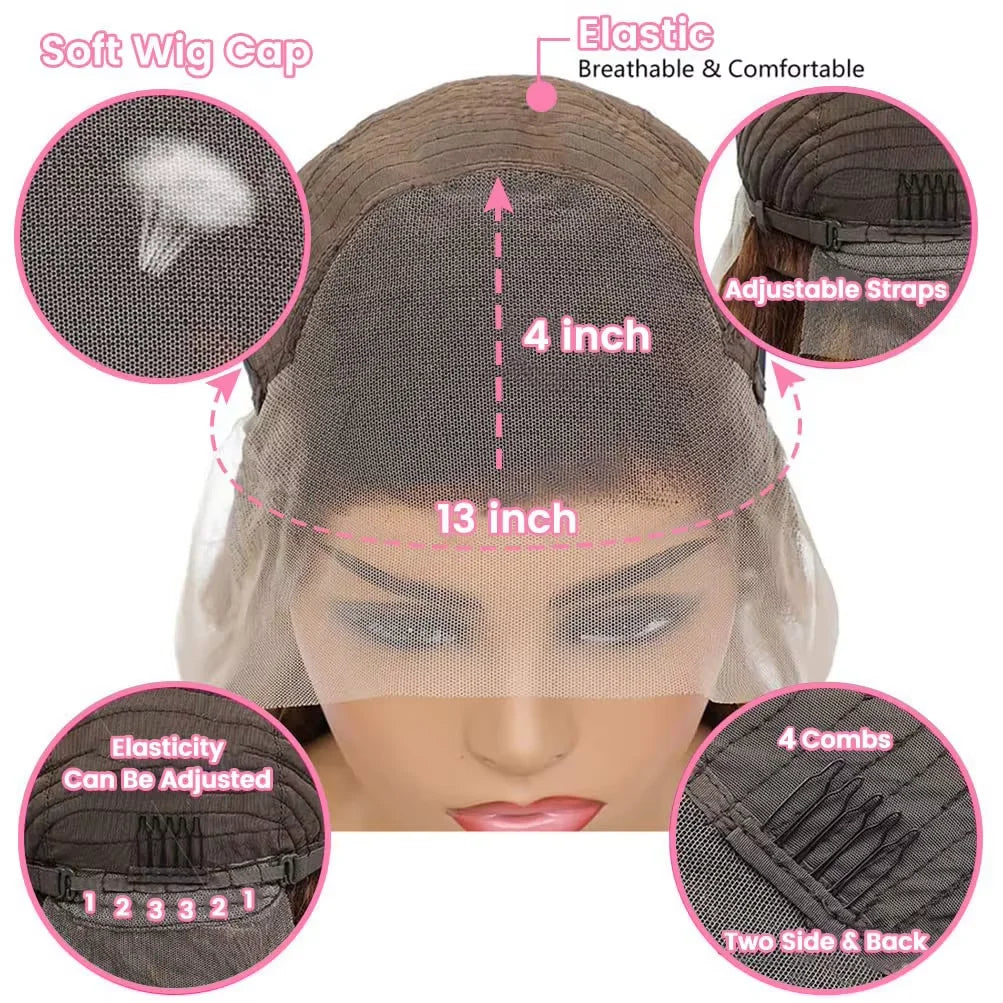 250 Density 1B/30 Highlight Deep Wave Frontal Wigs