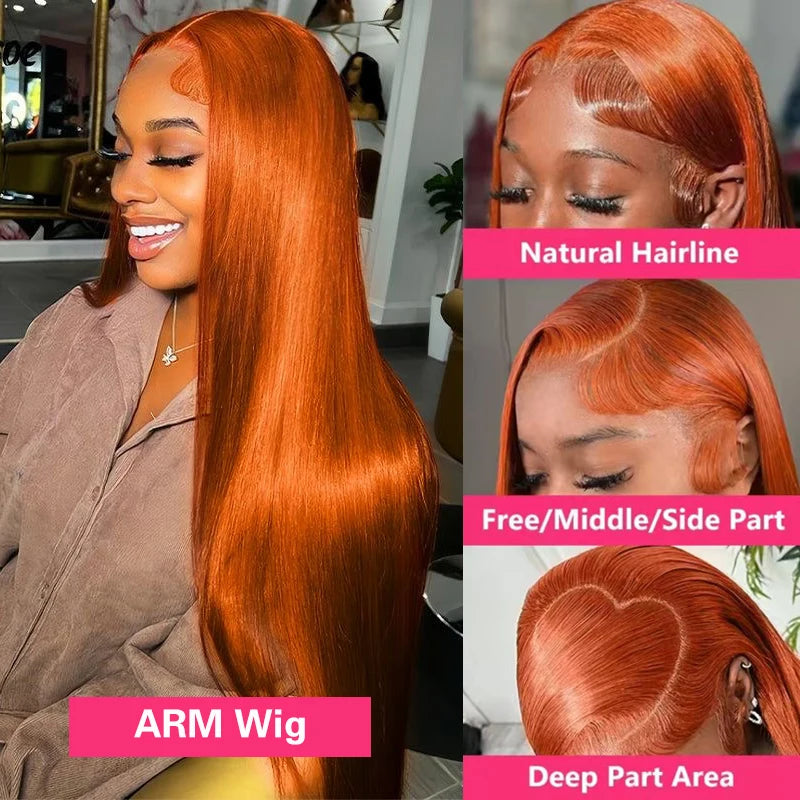 Bone Straight Ginger Orange Wigs