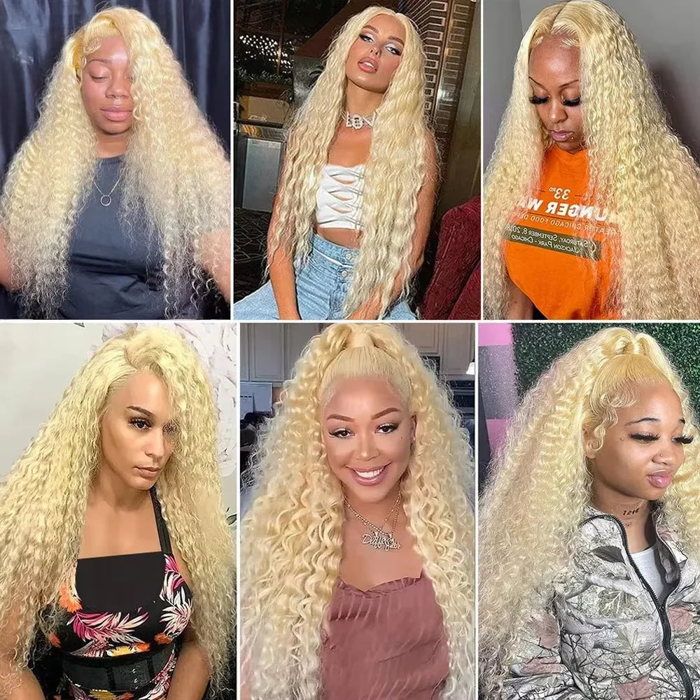Honey Blonde Water Wave Lace Front Wigs