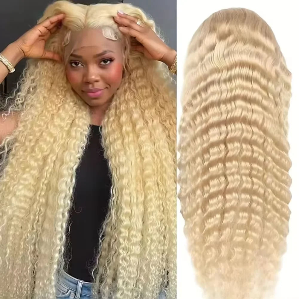 Honey Blonde Water Wave Lace Front Wigs