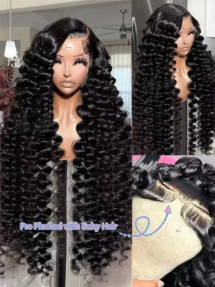 Deep Wave Curly Frontal Human Hair Wigs