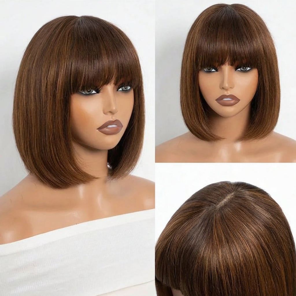 Glueless Straight Human Bob Hair Wigs