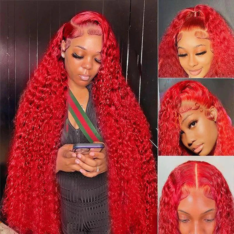 Red Lace Frontal Curly Wigs