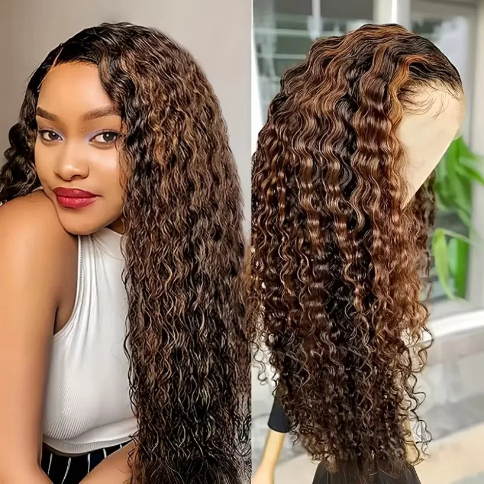 Highlighted Curly Human Hair Hd Lace Wigs