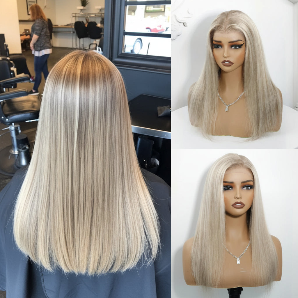 Glueless Highlight Ash Blonde Straight Wig
