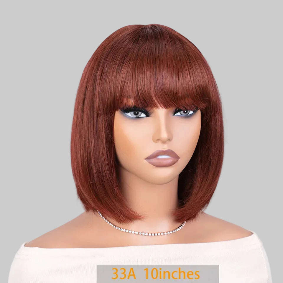 Glueless Straight Human Bob Hair Wigs