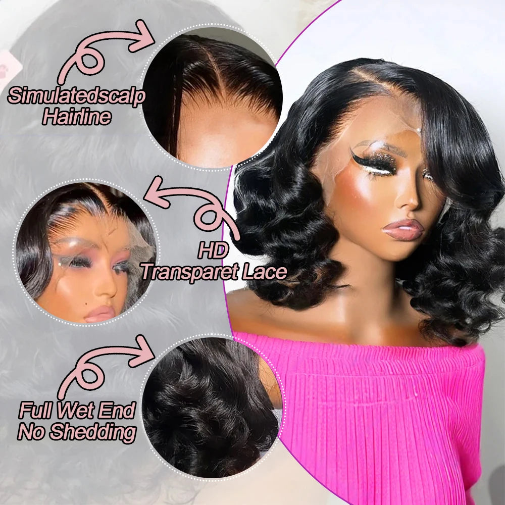Natural Body Wave Glueless Bob Wig