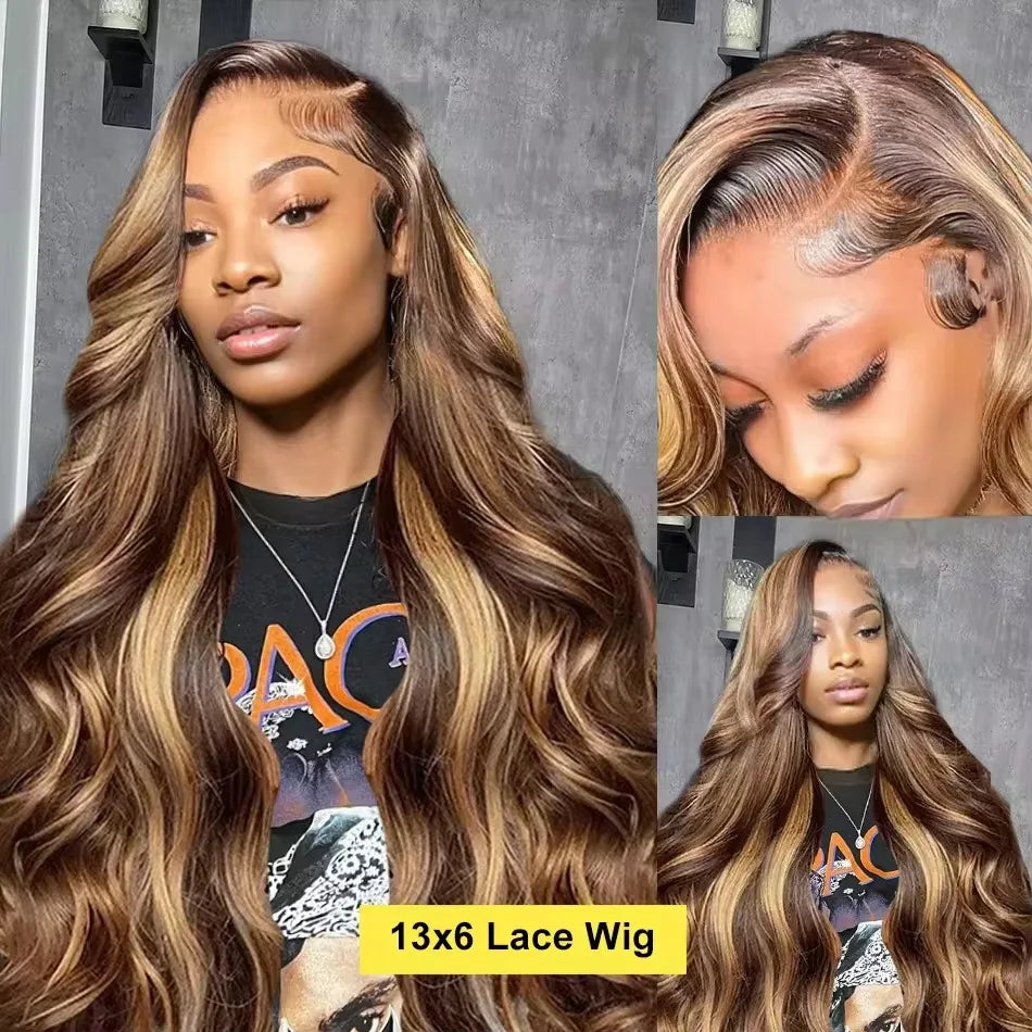 Ombre Colored Honey Blonde Glueless Highlight Hair Wigs
