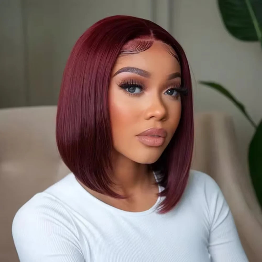 Burgundy Straight Bob Wigs