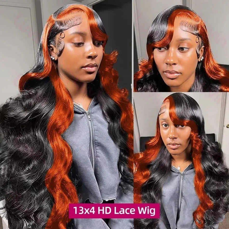 250 Density Highlight Ginger Body Wave Human Hair Wigs