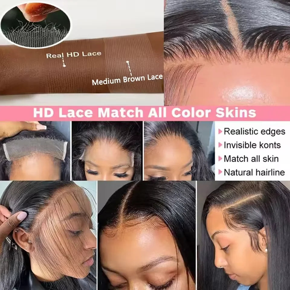 Bone Straight Hd Transparent Lace Frontal Wigs