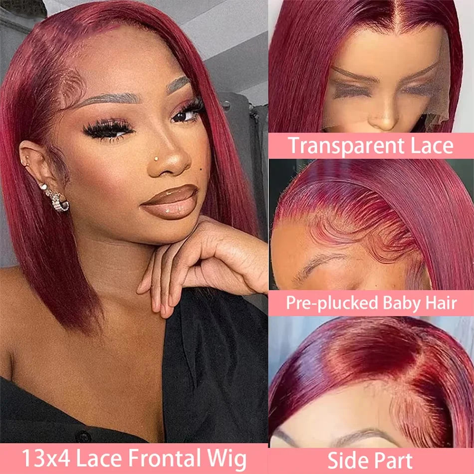 Burgundy Human Hair Wig Bob