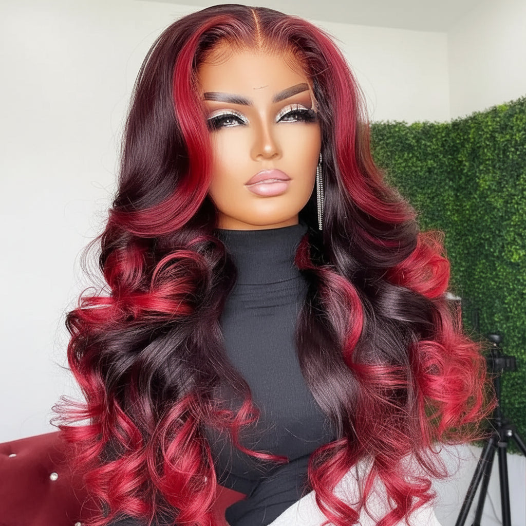 Burgundy Body Wave Lace Front Wigs