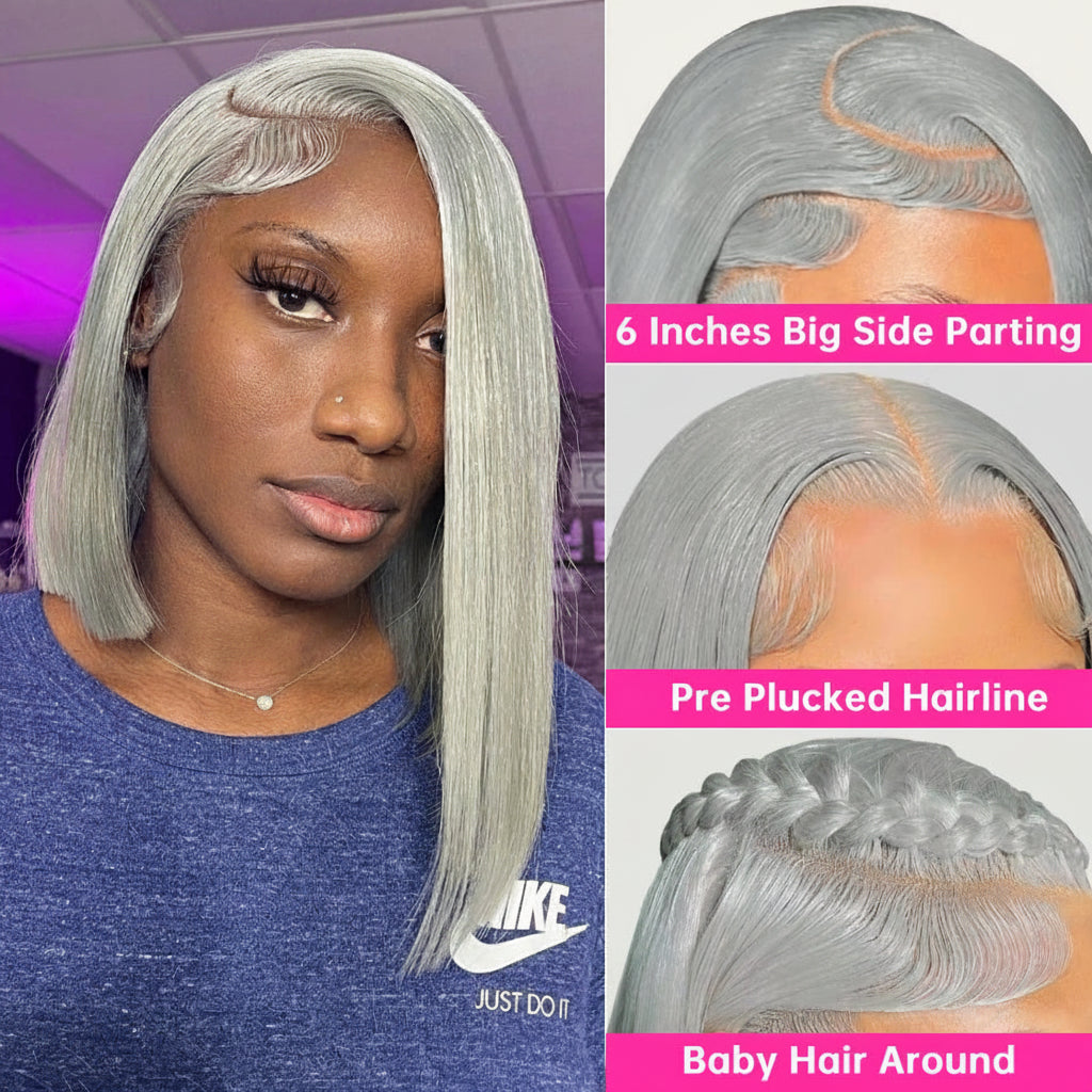 Ash Gray Blonde Lace Front Wigs