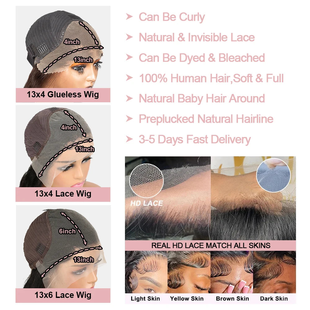 Natural Body Wave Glueless Bob Wig