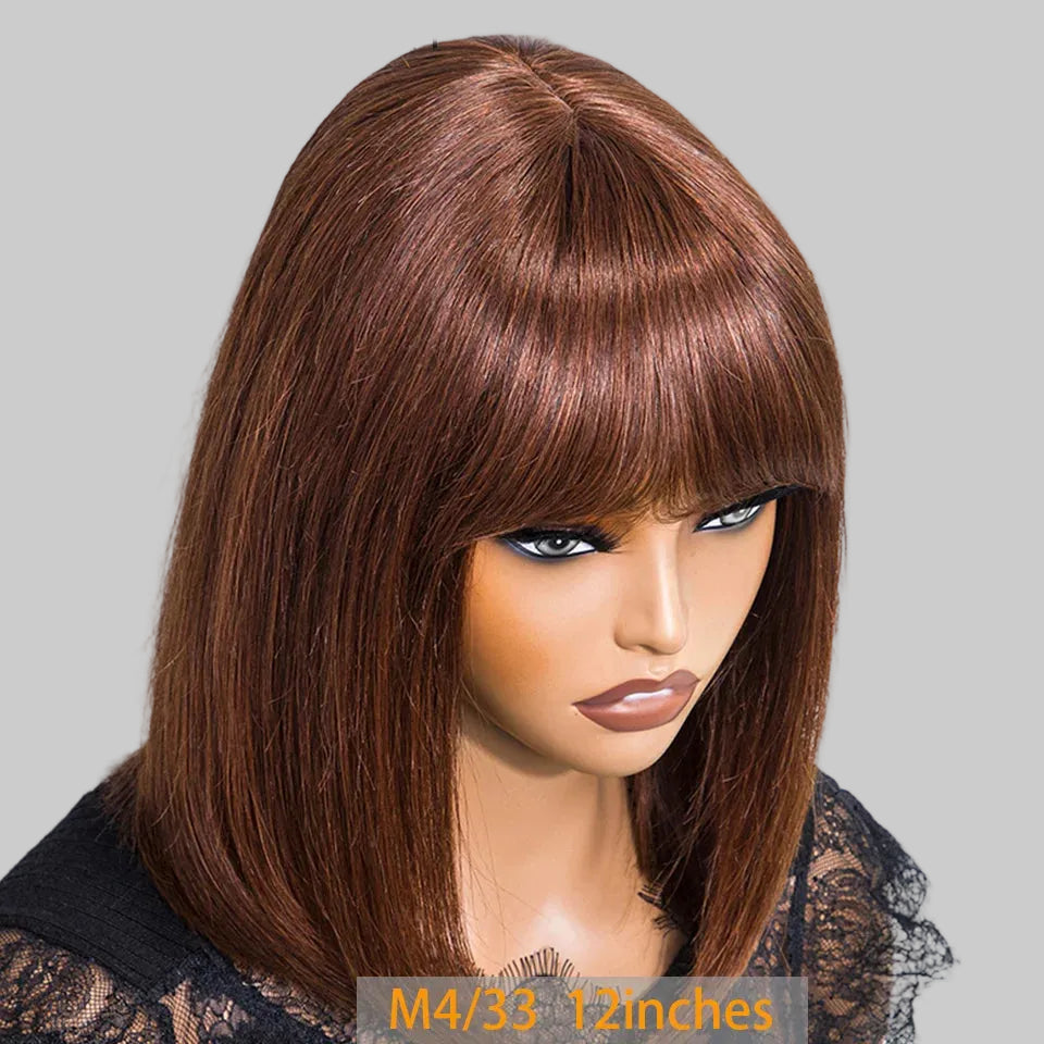 Glueless Straight Human Bob Hair Wigs