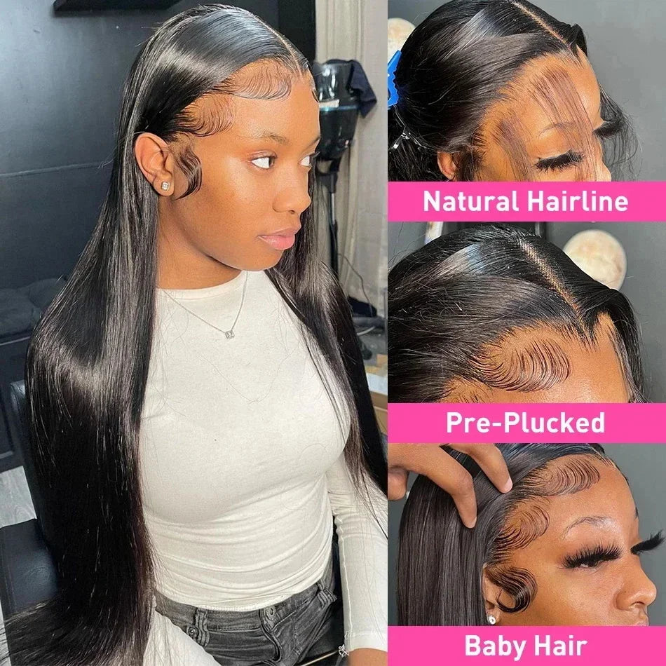 Bone Straight Hd Transparent Lace Frontal Wigs