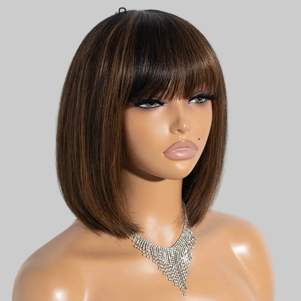 Glueless Straight Human Bob Hair Wigs